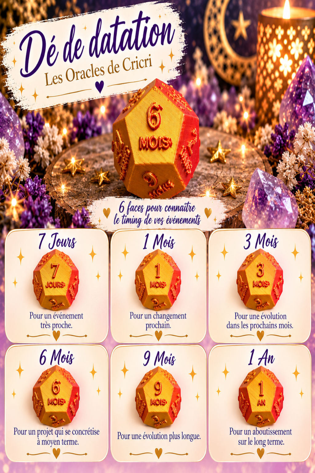 6 Dés divinatoires pour obtenir les réponses oracle divinatoire cartes oracle guidance spirituelle amour avenir développement personnel oracle débutant