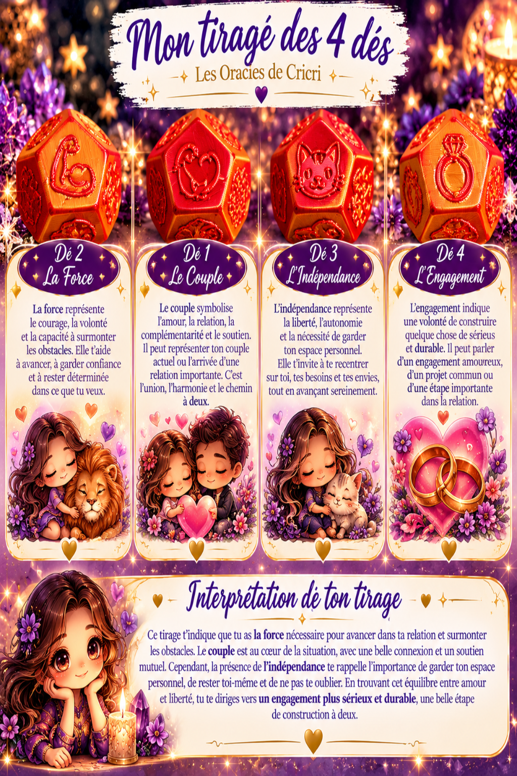 6 Dés divinatoires pour obtenir les réponses oracle divinatoire cartes oracle guidance spirituelle amour avenir développement personnel oracle débutant
