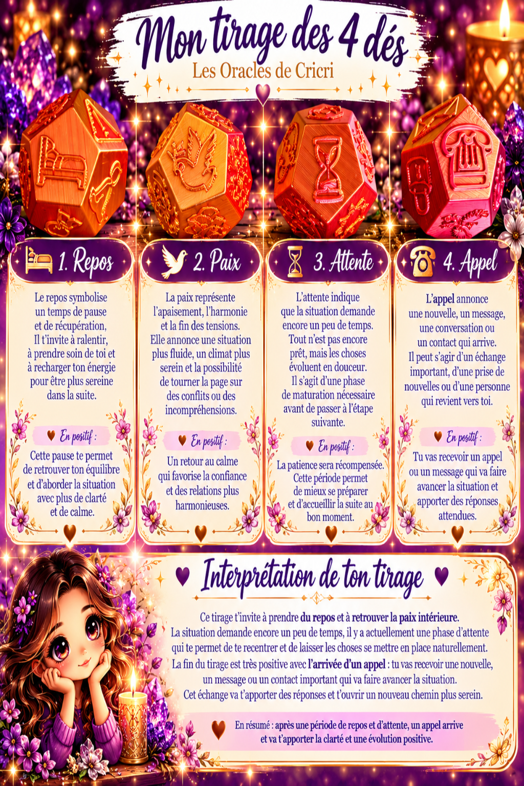 6 Dés divinatoires pour obtenir les réponses oracle divinatoire cartes oracle guidance spirituelle amour avenir développement personnel oracle débutant