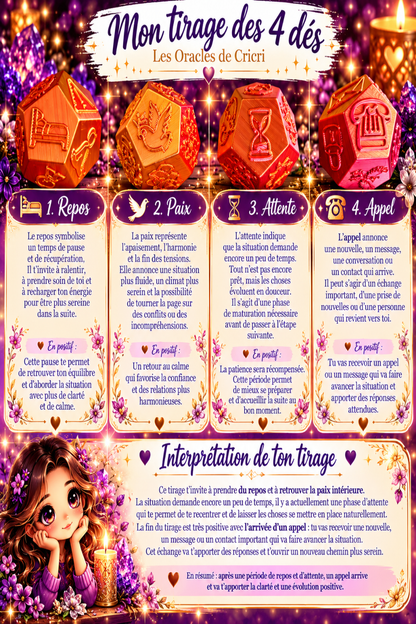 6 Dés divinatoires pour obtenir les réponses oracle divinatoire cartes oracle guidance spirituelle amour avenir développement personnel oracle débutant