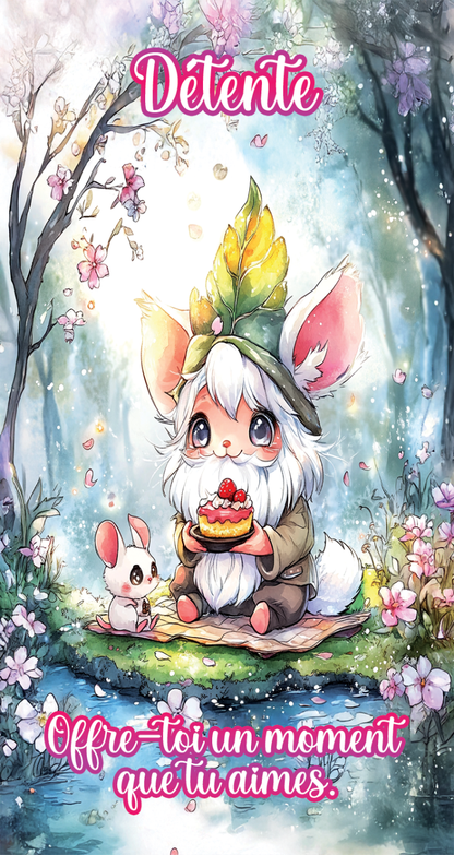 illustration carte chibi actionneur personnage kawaii et symboles