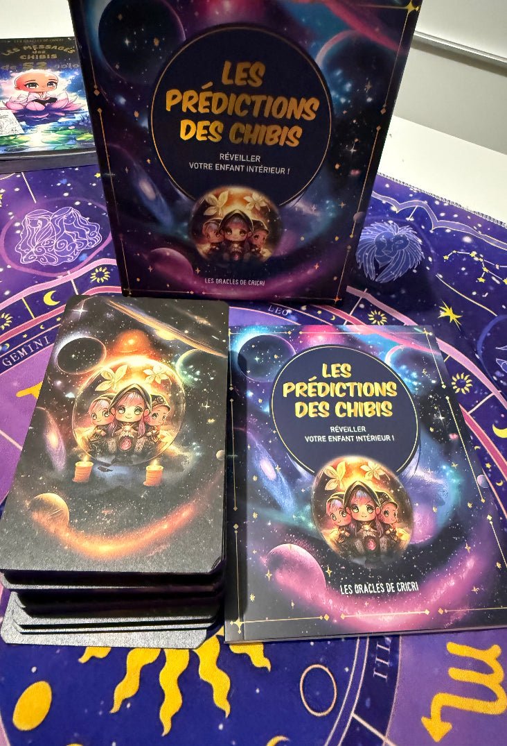 dos des cartes oracle chibi design spirituel et coloré