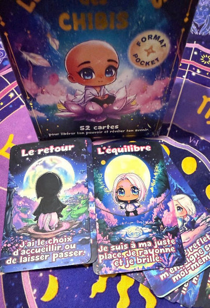 jeu oracle pocket chibi coffret compact 52 cartes divinatoires