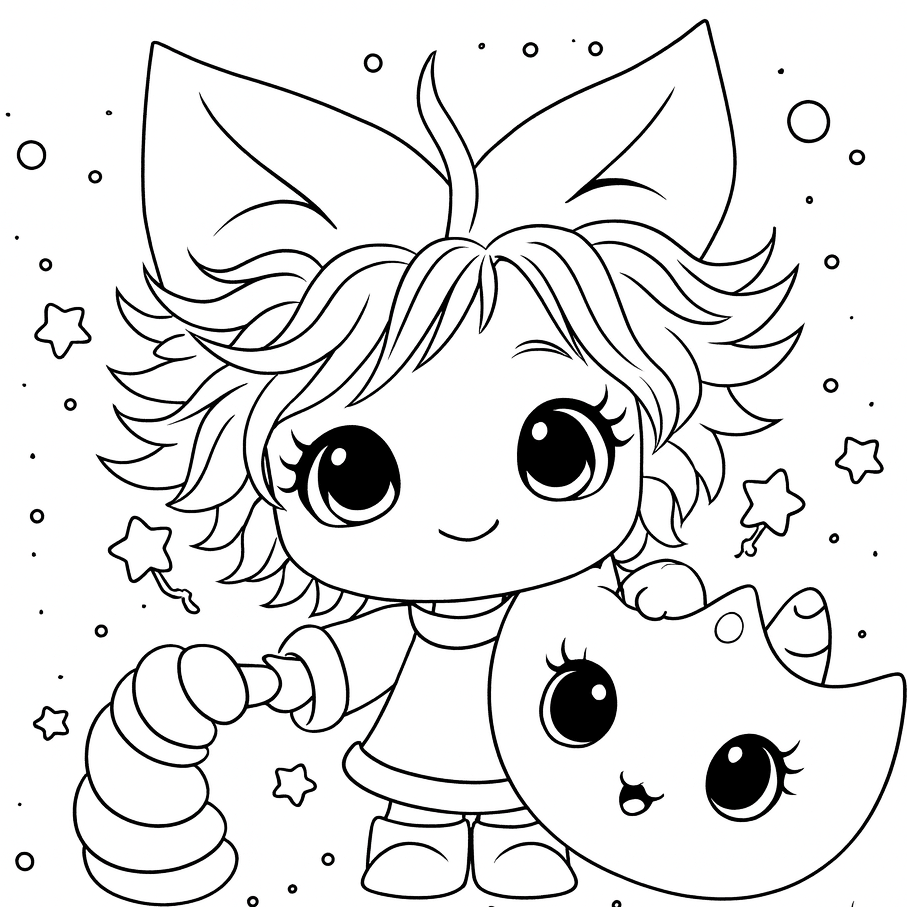 illustration chibi mignonne traits fins coloriage facile et relaxant