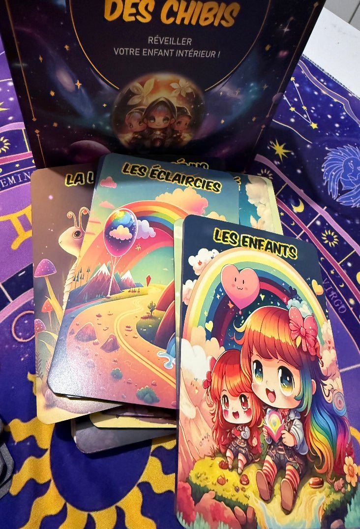 cartes oracle chibi pour guidance intuitive et tirage divinatoire